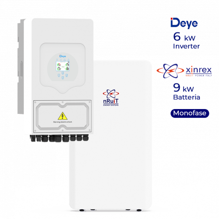 Inverter Deye 6kW monofase, con accumulo nRuit da 9kWh (tecnologia CATL)