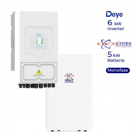 Inverter Deye 6kW monofase, con accumulo nRuit da 5kWh (tecnologia CATL)