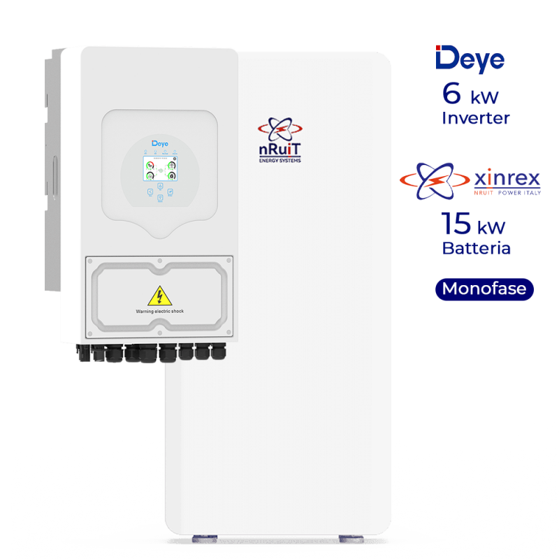 Inverter Deye 6kW monofase, con accumulo nRuit da 15kWh (tecnologia CATL)
