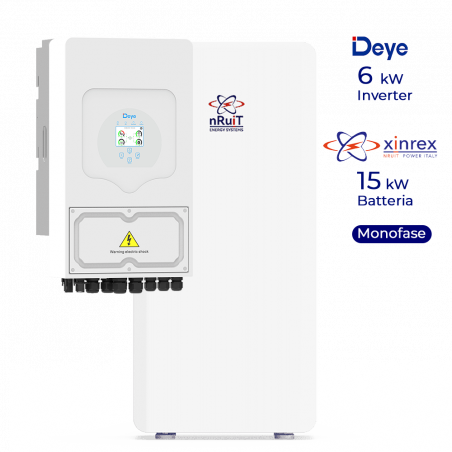 Inverter Deye 6kW monofase, con accumulo nRuit da 15kWh (tecnologia CATL)